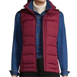 Lands End Rich Burgundy Quilted Puffer Vest